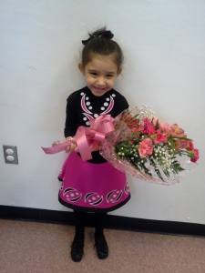 The beautiful flowers daddy gave her after her Irish dancing recital.
